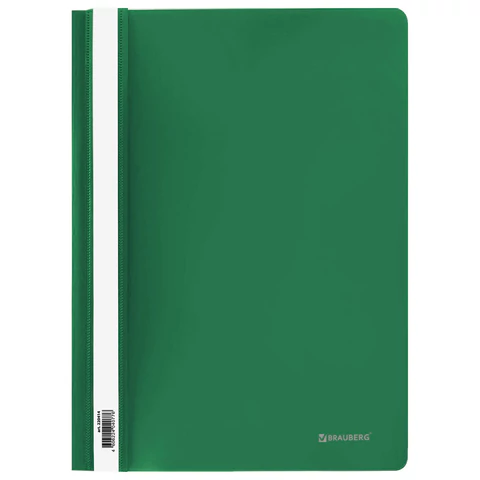 Папка-коросшиватель пластиковый BRAUBERG, А4, 130/180 мкм, зеленый