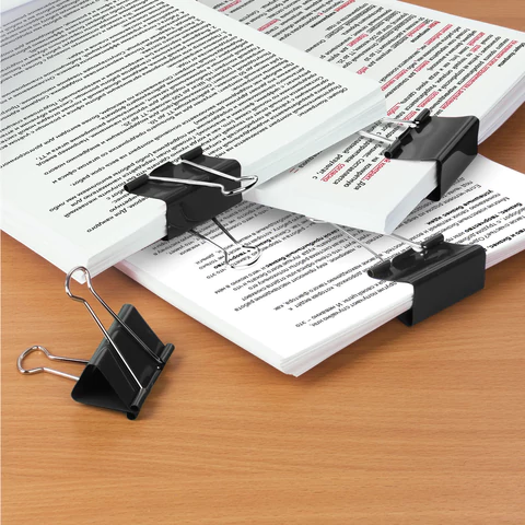 Зажимы для бумаг STAFF" EVERYDAY", КОМПЛЕКТ 12 шт., 41 мм, 200 листов, черные