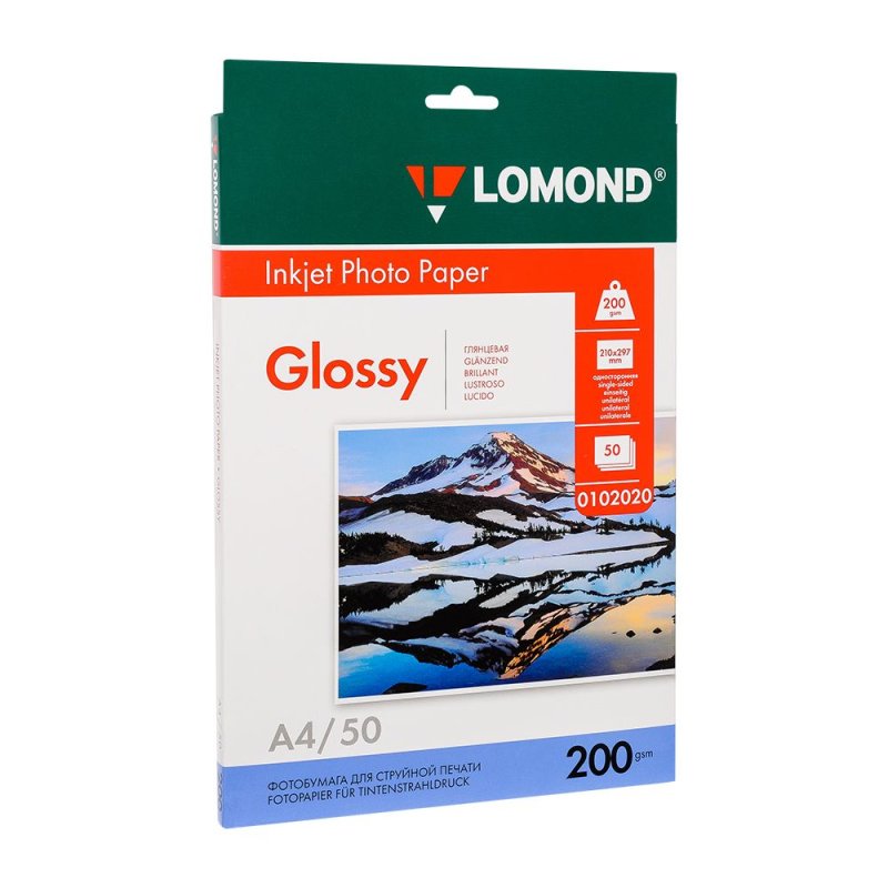 Фотобумага глянцевая для струйной печати "Lomond", А4, 50 листов, 200 г/м2