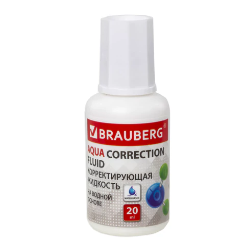 Корректирующая жидкость BRAUBERG "Aqua" на водной основе 20 мл, с кисточкой