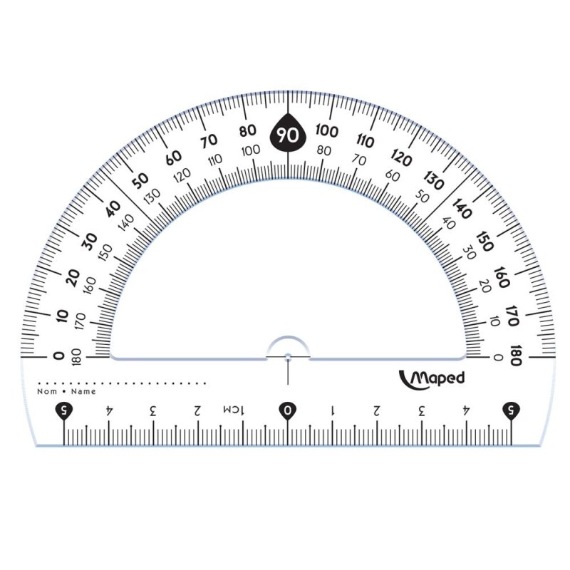 Транспортир 180° Maped, 10 см, прозрачный