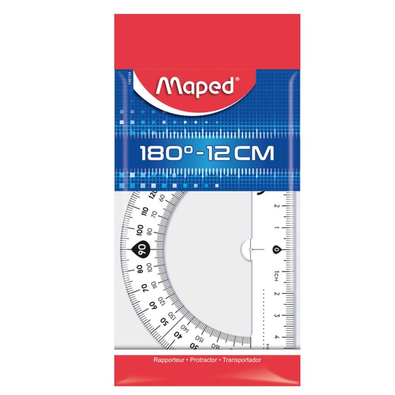 Транспортир 180° Maped, 10 см, прозрачный