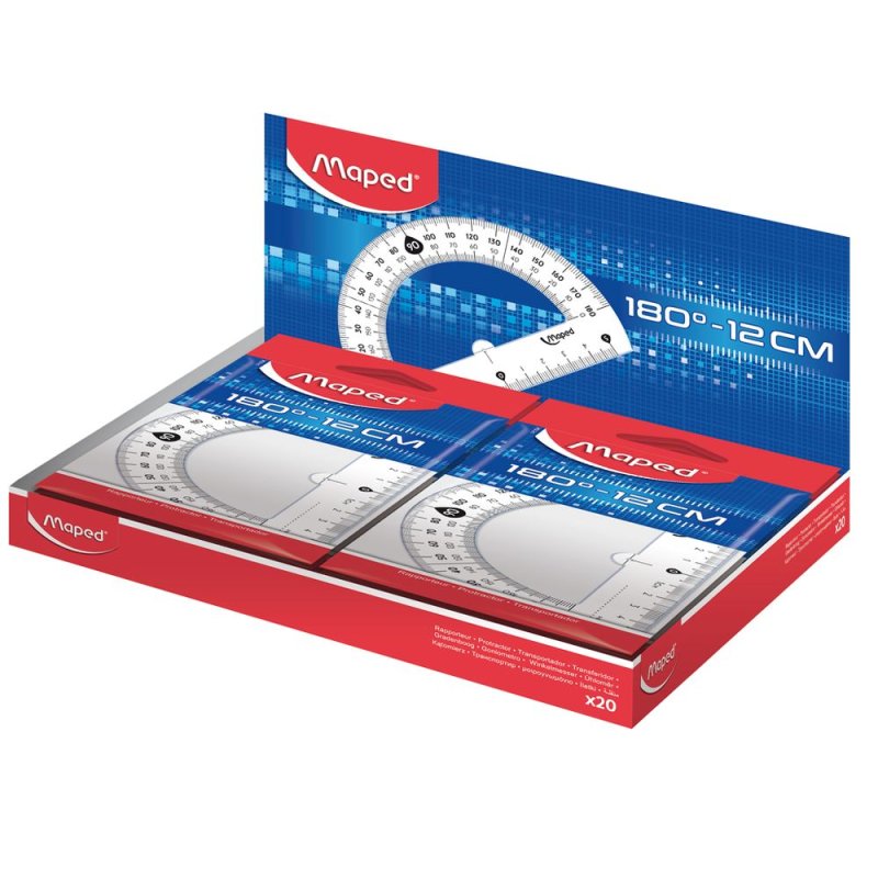 Транспортир 180° Maped, 10 см, прозрачный