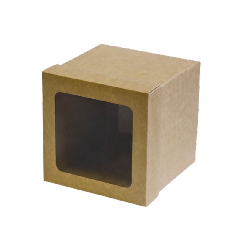 Коробка подарочная с прозрачным окном, 10х10х9.5 см, коричневый
