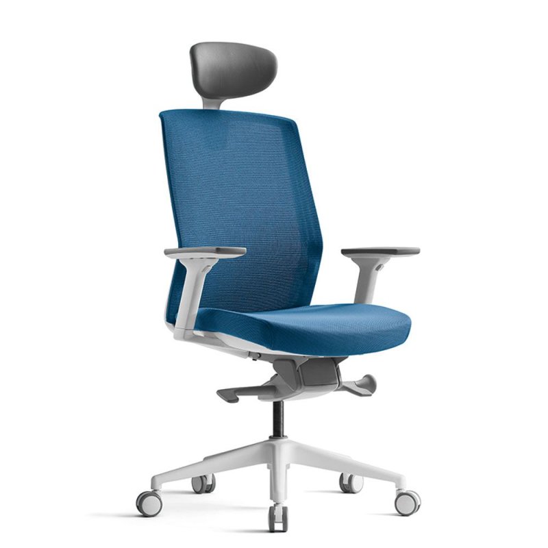 Кресло для руководителя BESTUHL J1, сетка, ткань, пластик, голубой