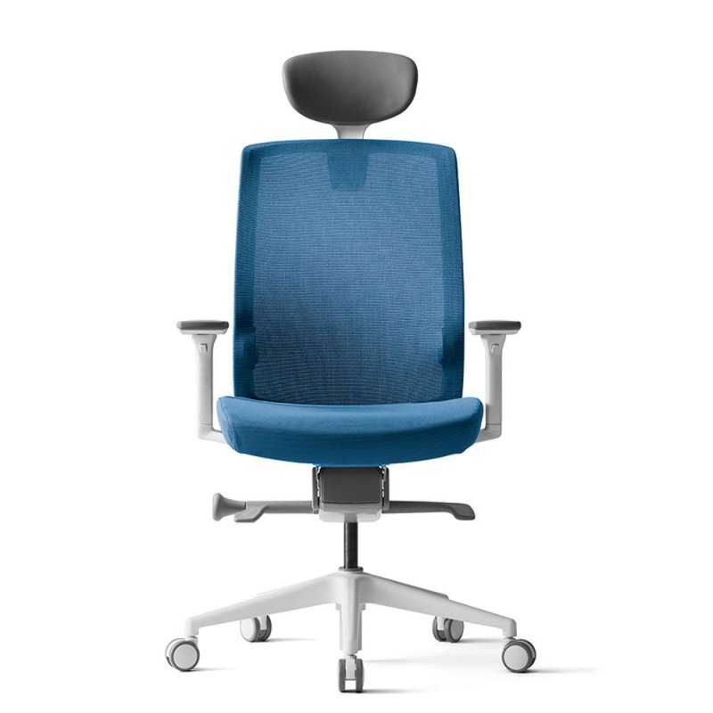 Кресло для руководителя BESTUHL J1, сетка, ткань, пластик, голубой