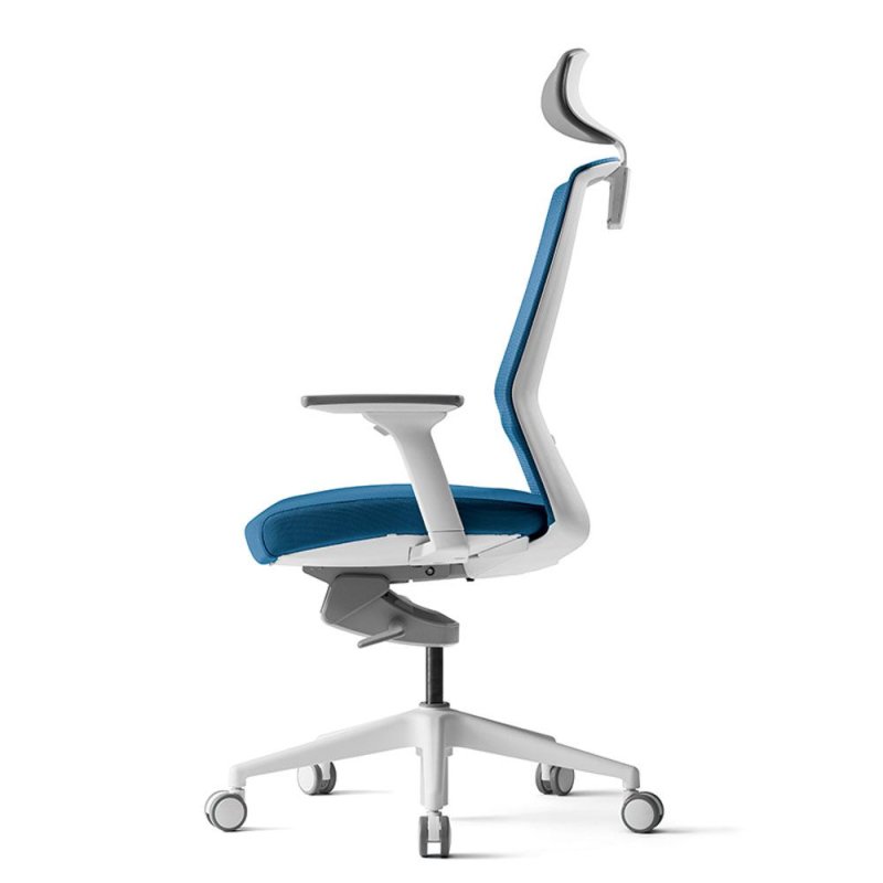 Кресло для руководителя BESTUHL J1, сетка, ткань, пластик, голубой