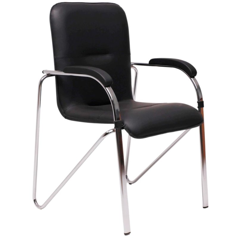 Кресло для посетителей SitUp Samba Chrome, экокожа черный