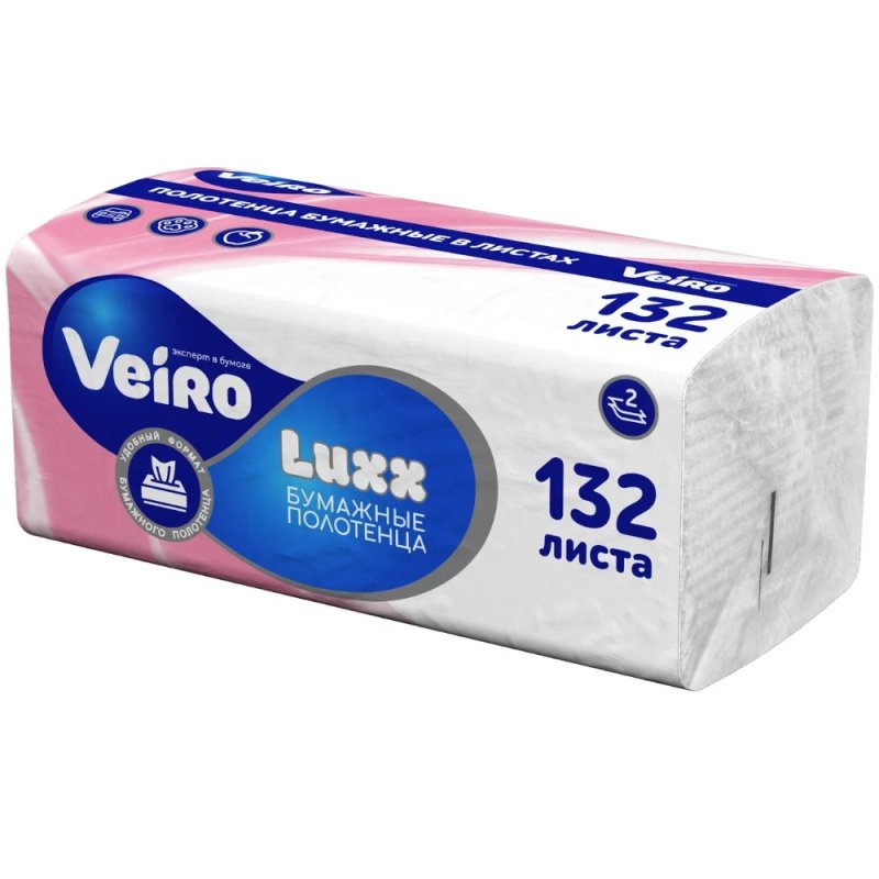Полотенца бумажные Veiro Luxx, V - сложение, 132 листа, 2 слоя