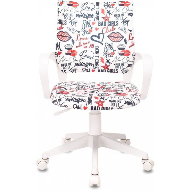 Кресло детское Бюрократ BUROKIDS 1 W, ткань, пластик, красные губы