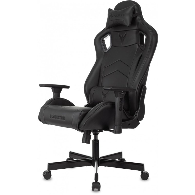 Кресло игровое Бюрократ Knight Gladiator, экокожа, металл, черный