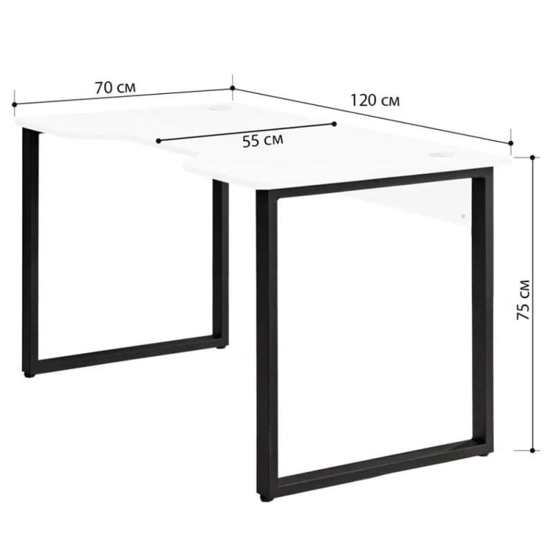 Стол компьютерный игровой Millwood Лофт Гонконг (ДТ-3), 1200x700 мм, белый, черный