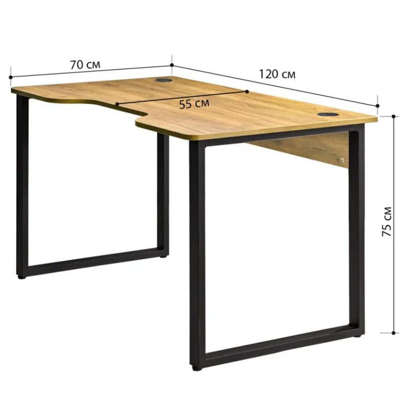 Стол компьютерный игровой Millwood Лофт Гонконг (ДТ-3), 1200x700 мм, дуб золотой крафт, черный