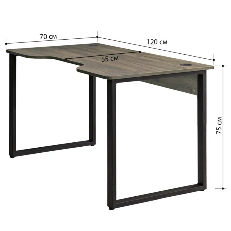 Стол компьютерный игровой Millwood Лофт Гонконг (ДТ-3), 1200x700 мм, сосна пасадена, черный