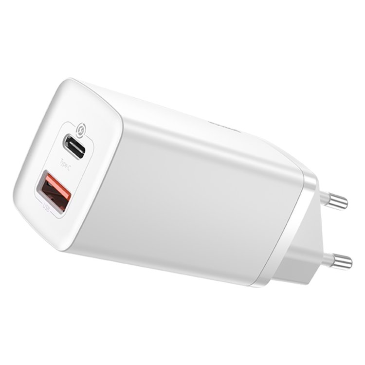 Сетевое зарядное устройство Baseus CCGAN2L-B02 GaN2 Lite Quick Charger Type-C+USB 65W White