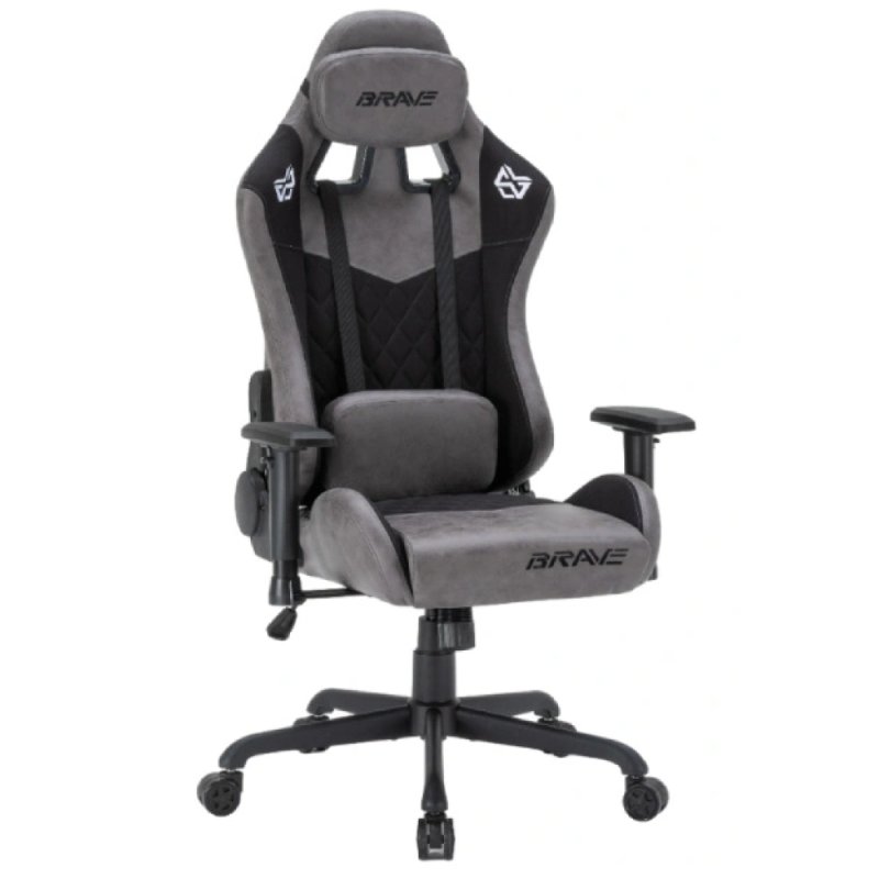 Кресло игровое BRAVE WS-3 Lynx Grey, иск.замша, серый