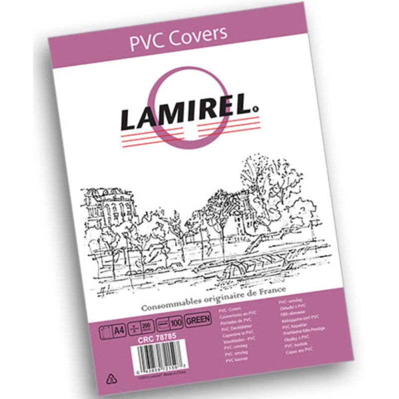 Обложка Lamirel Transparent A4, PVC, зеленый, 200мкм, 100 шт