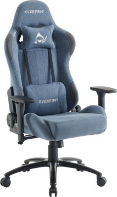 Кресло игровое EVERPROF Ghost ткань, синий, крестов. металл