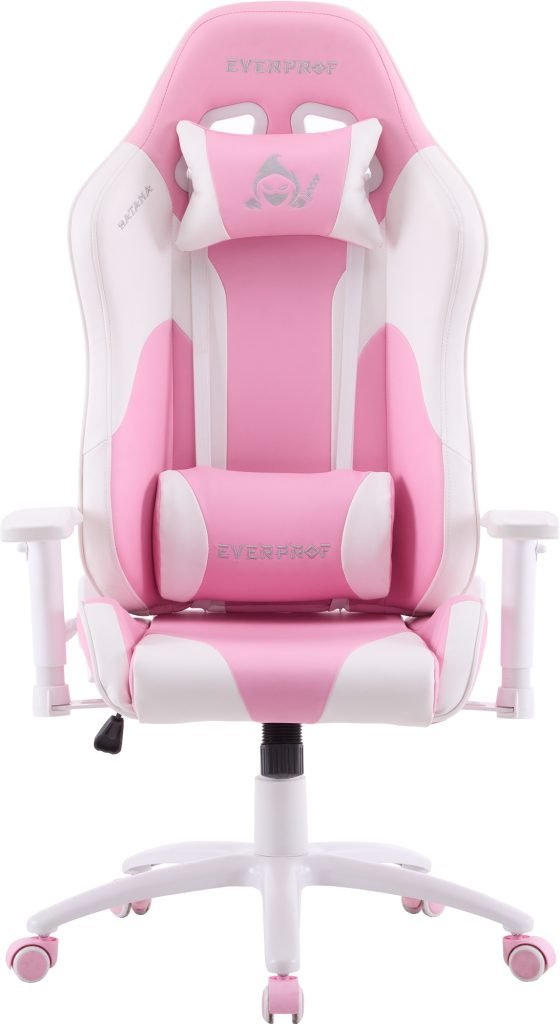 Кресло игровое EVERPROF Katana экокожа, розовый/белый, крестов. металл, корпус белый