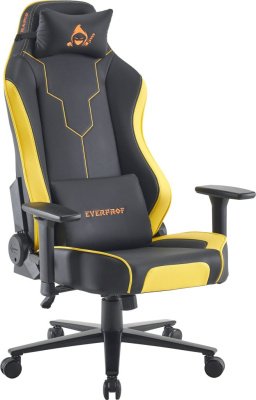 Кресло игровое EVERPROF Rapid экокожа, черный/желтый, крестов. металл