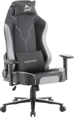 Кресло игровое EVERPROF Rapid экокожа, черный/серый, крестов. металл