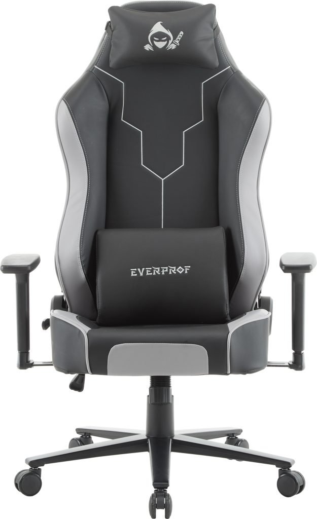 Кресло игровое EVERPROF Rapid экокожа, черный/серый, крестов. металл