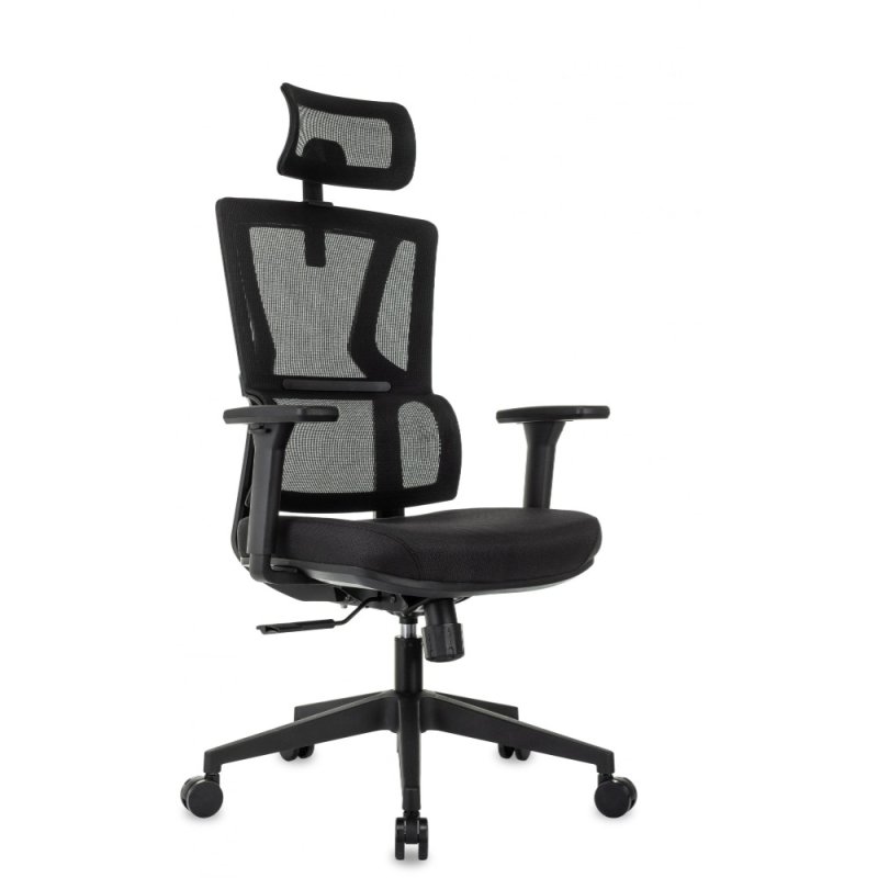 Кресло для руководителя Бюрократ MC-711N-H сетка, ткань, черный, крестов. пластик, с подголов.