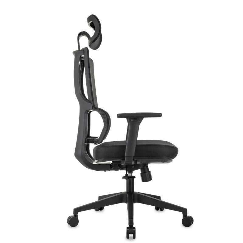 Кресло для руководителя Бюрократ MC-711N-H сетка, ткань, черный, крестов. пластик, с подголов.