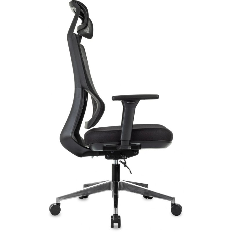 Кресло для руководителя Бюрократ MC-412N-H сетка, ткань, черный, крестов. хром, с подголов.