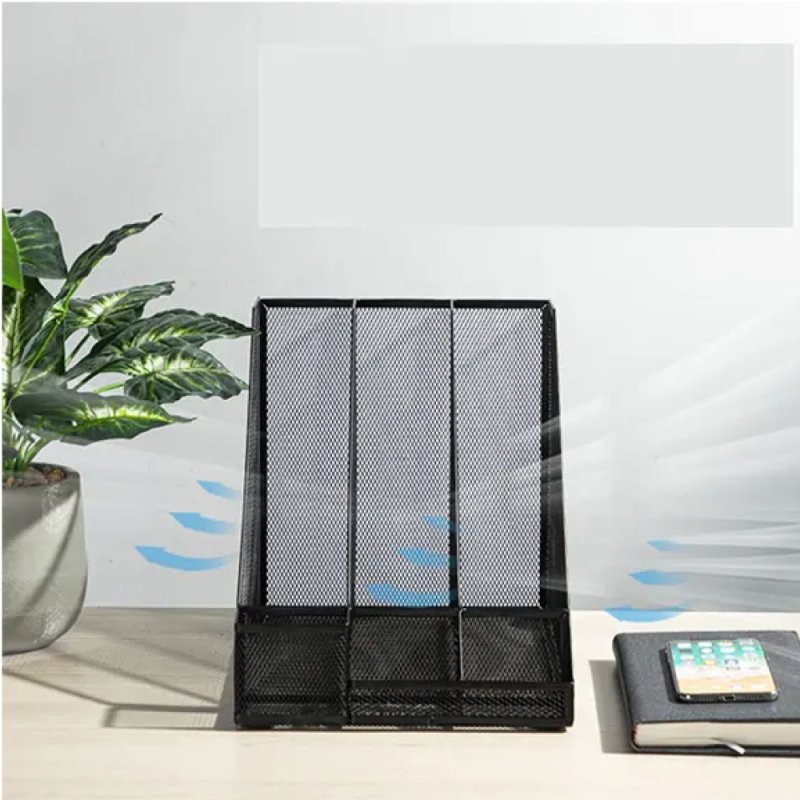 Модуль вертикальный Deli с органайзером, 3 отделения, черная сетка