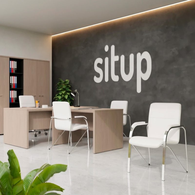 Кресло для посетителей SitUp Samba Chrome, экокожа крем