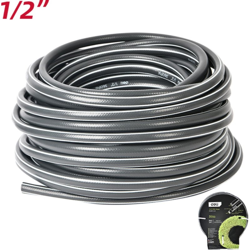 Шланг поливочный армированный четырёхслойный Deli GS EDL8072-30, 1/2