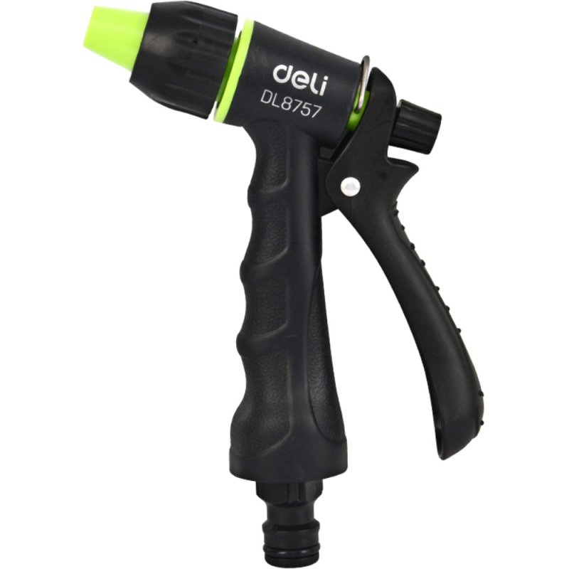Пистолет-распылитель Deli GS EDL8757, 3 функции, быстросъем, фиксатор курка, черный, зеленый