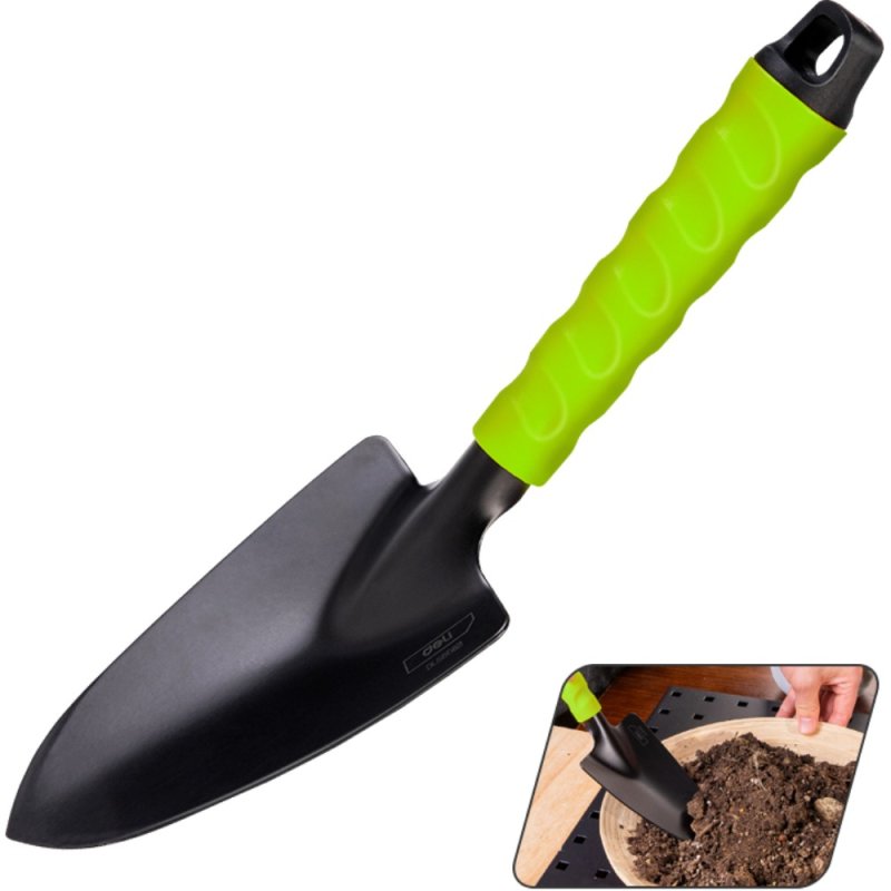 Лопатка садовая Deli GS EDL580811, 310 мм, широкая, противоскользящая рукоятка, зеленый