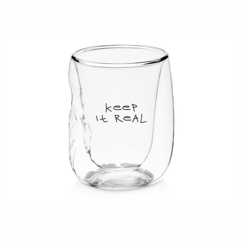 Кружка с двойными стенками и эффектом помятости «Keep it real», прозрачный