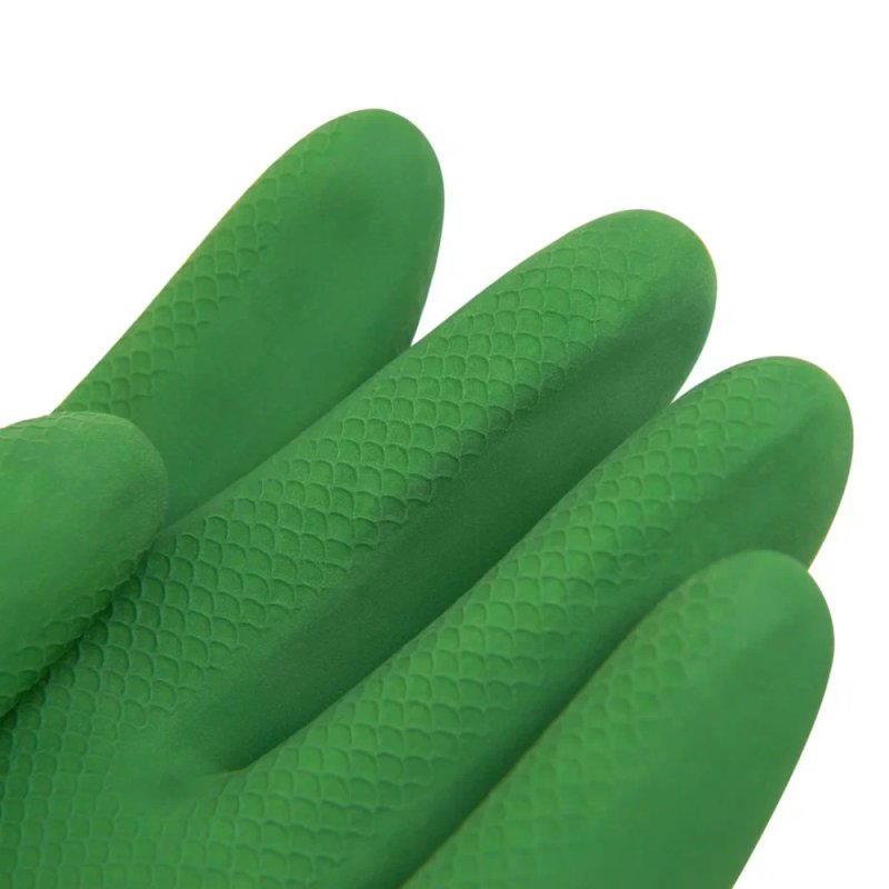 Перчатки латексные хозяйственные Zaubex БИКОЛОР, усиленные, р-р XL, зеленый, желтый