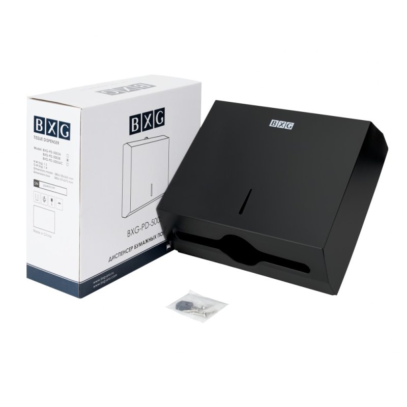Диспенсер BXG-PD-5003B для полотенец листовых, металл, черный, матовый