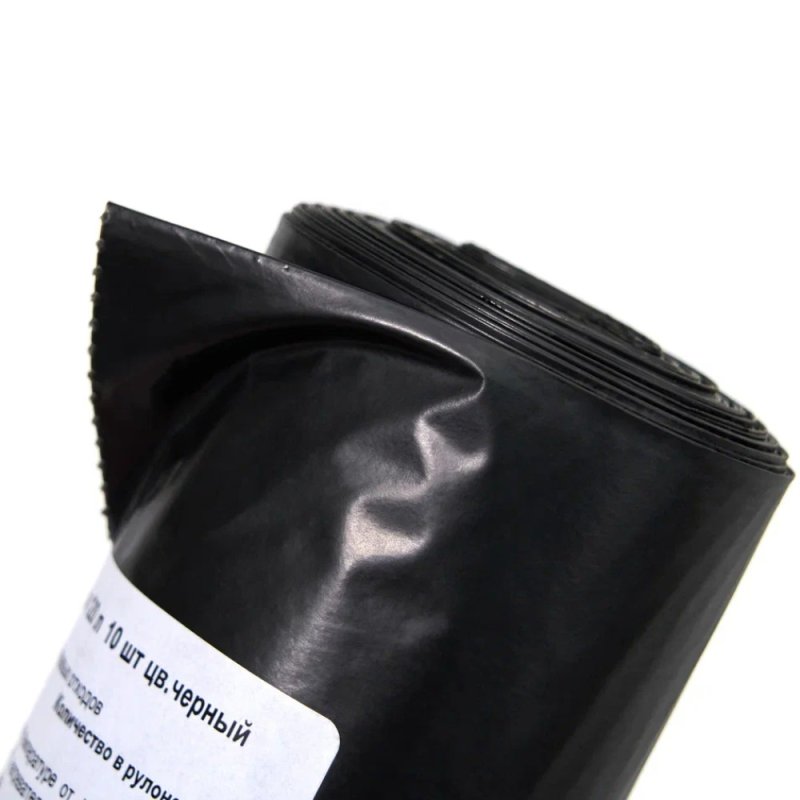 Мешки для мусора 120л, 40мкм, 69х105см, 10шт/рулон, черный