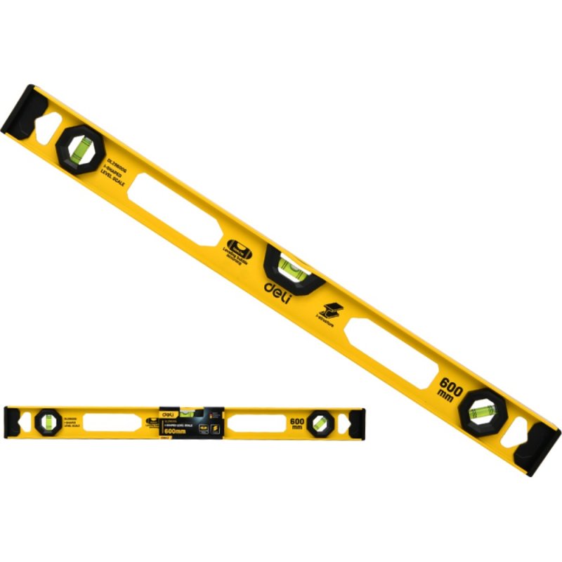Уровень строительный Deli YS EDL29600G, 600 мм, рельсовый
