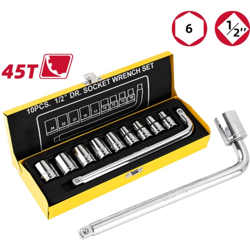 Набор головок торцевых Deli YS EDL2010T, 10-24 мм, 1/2