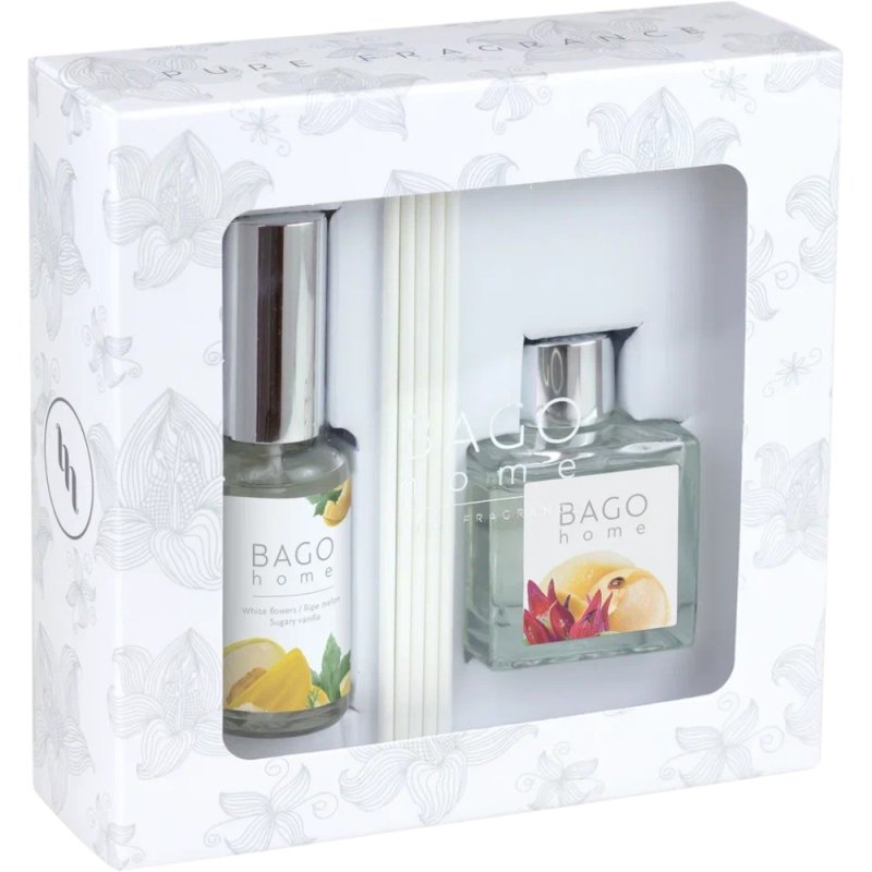 Набор ароматический BAGO HOME (диффузор марула 50мл, спрей сладкая дыня 30мл)