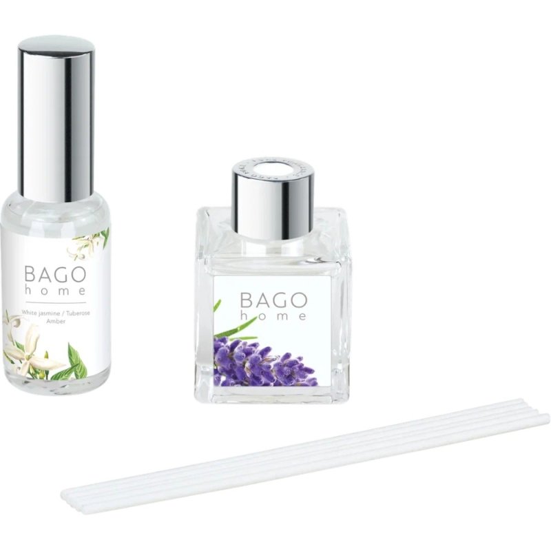 Набор ароматический BAGO HOME (диффузор лаванда 50мл, спрей белый жасмин 30мл)