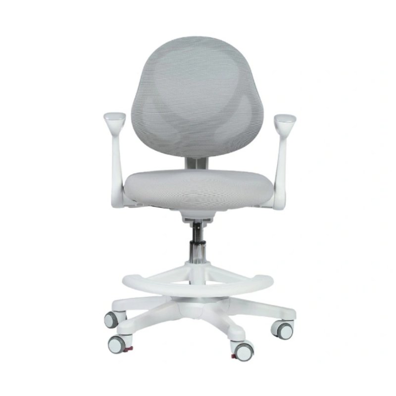 Кресло детское YOKA YC-2 Lenny, сетчатая ткань, серый, пластик, белый