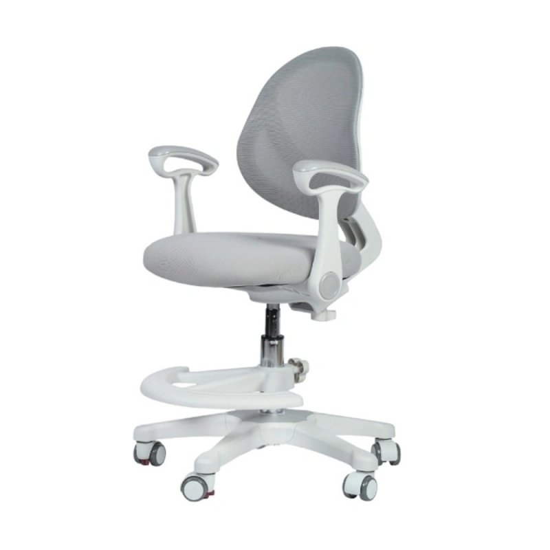 Кресло детское YOKA YC-2 Lenny, сетчатая ткань, серый, пластик, белый