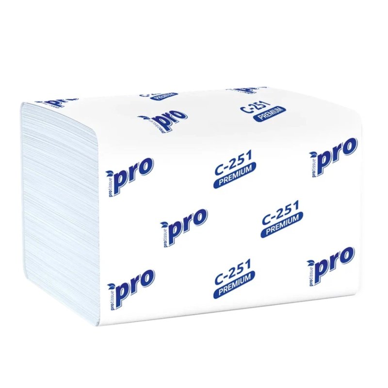 Салфетки бумажные PROtissue, 16х21см, 2 слоя, белый, 200 листов, 100% целлюлоза