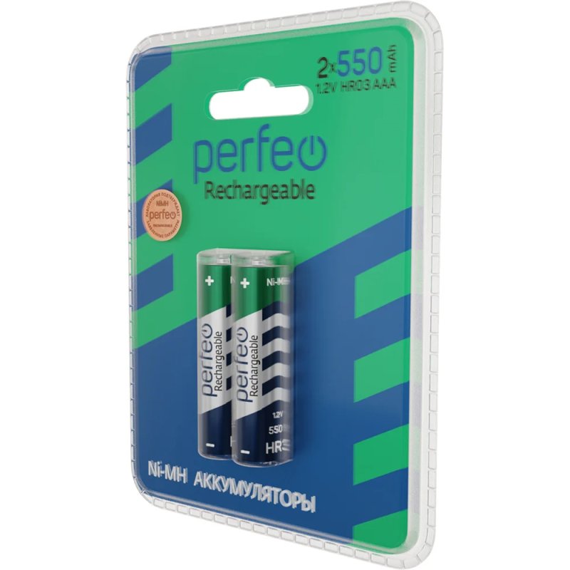 Аккумуляторные батарейки Perfeo AAA550mAh/2BL, 2 шт.
