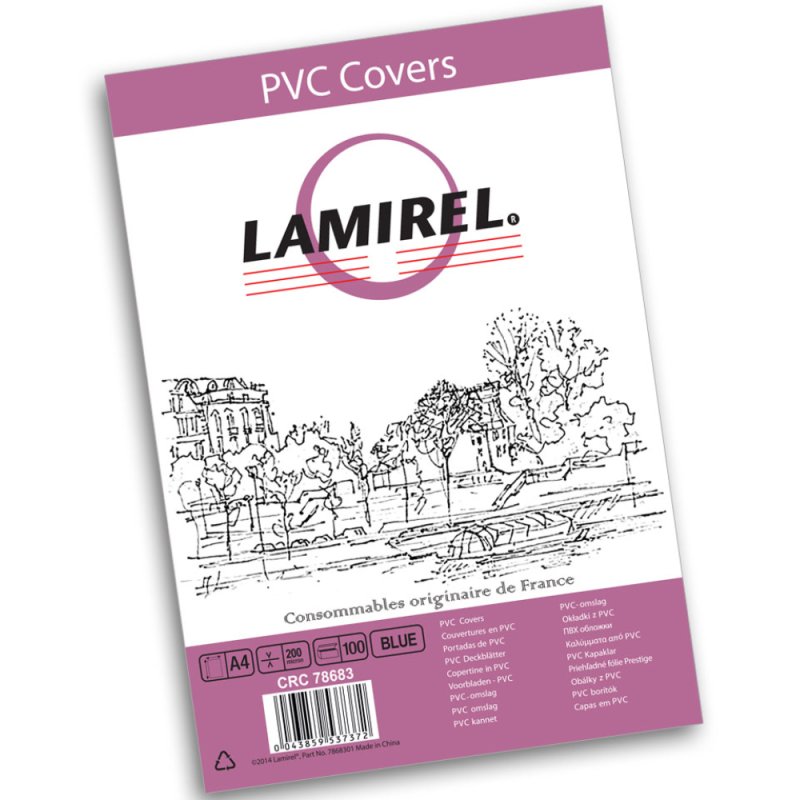 Обложка Lamirel Transparent A4, PVC, синий, 200мкм, 100 шт