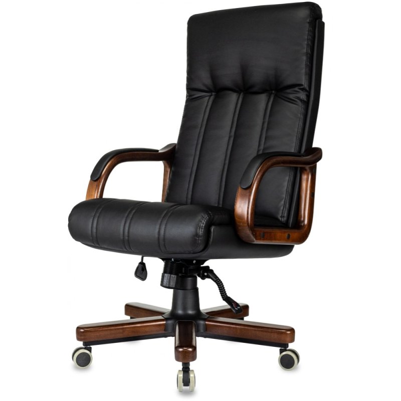 Кресло для руководителя Бюрократ T-9932WALNUT, экокожа, черный, металл, дерево