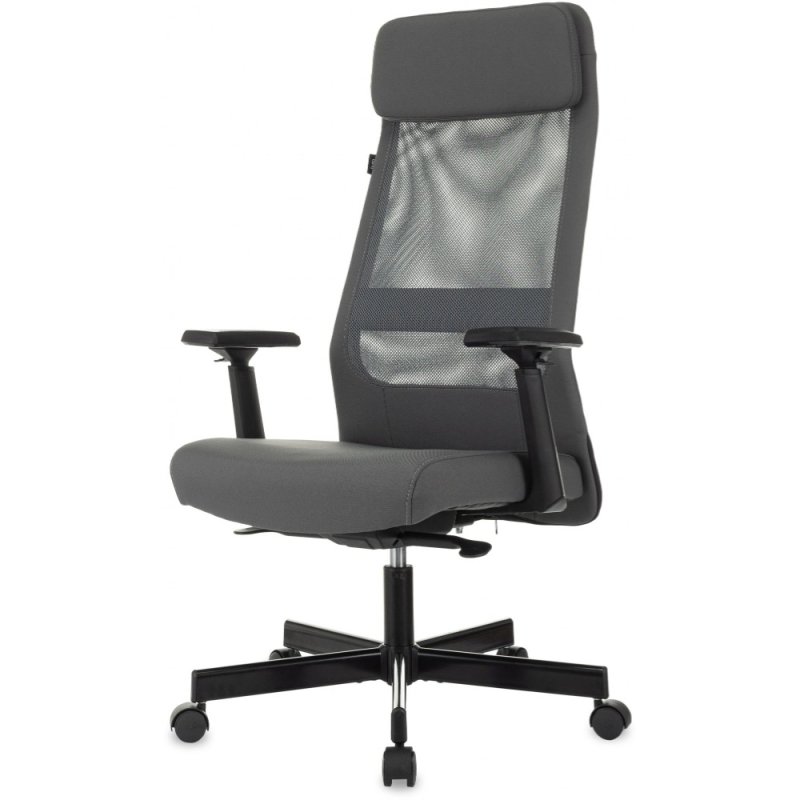 Кресло для руководителя Бюрократ T-995, ткань, сетка, серый, металл черный