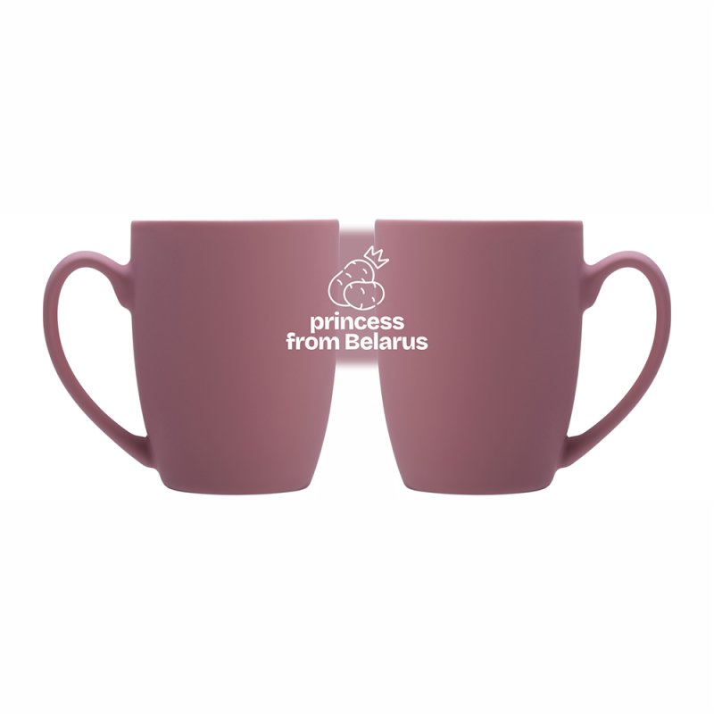 Кружка с покрытием soft-touch «Princess from Belarus», пыльно-розовый